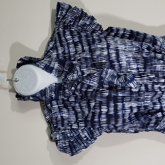 Banana Republic Blue/ White Dress w Pleats, Sz 0 - Picture 2 of 8